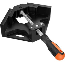 Single Handle 90 Degree Right Angle Clamp - Adjustable Aluminium Alloy Quick Grip Corner Clip Clamp Tool for Woodworking, Welding, Photo Frame and Other Projects - Black (Pack of 1)