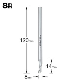 Trend Professional Single Flute Helical Plunge Router Cutter Bit, 8mm Shank, 8mm Cut Diameter & 14mm Cut Length, High Speed Steel, 50/51X8MMHSSE