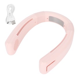 Neck Fan USB Charging 80 Holes 4000 to 5500rpm High Poly Wind Wearable Fan Portable Fan for Household Outdoor Pink