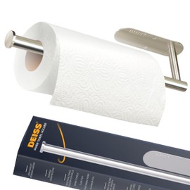 Deiss Pro Paper Towel Holder – Under Cabinet, Wall Mount, or Countertop – Rust-Resistant Stainless Steel, One-Handed Tear Design, Space-Saving Paper Towel Dispenser, Towel Holder for Kitchen
