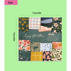 Scrapbook Paper Pad,Cardstock Paper Decorative Craft Papers,6"X6" Garden Floral Patterned Papers, 12 colours, 2 sheets per colour, 24 sheets for Vintage Crafts Junk Journal Supplies