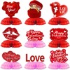 ricluck 9 Pcs Valentines Day Honeycomb Centerpieces Decorations, Red Pink