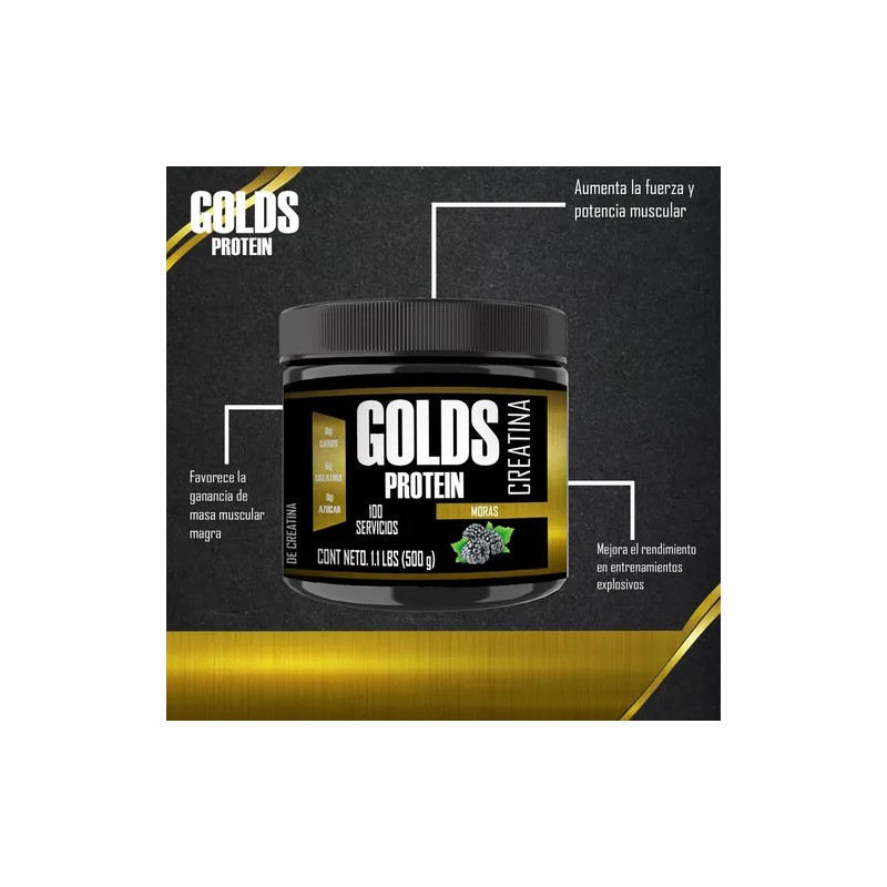 Creatina Monohidratada 500g En Polvo Golds Protein 100servis