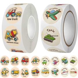 1000PCS Cartoon Transportation Sticker Car Bus Truck Airplane Construction Vehicle Sticker Kindergarten Rewards Stickers for Toddler Kid 2-4 Years Roll Teaching Training Potty Stickers (Truck)