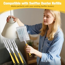 8PCS Replacement Dust Handles Stick Only Compatible with Swiffer Duster Handle Extendable Detachable Wand for Cleaning Car Blinds Furniture Electronics (8, Yellow & White)