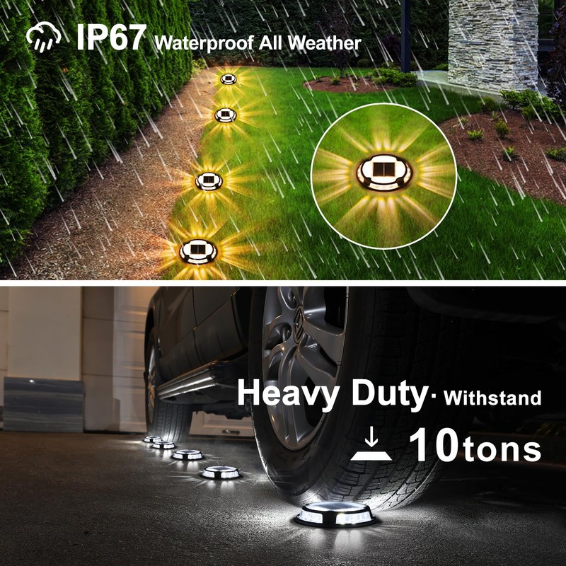 VOLISUN Solar Driveway Deck Lights Dock Marine Lights,16 Pack Solar