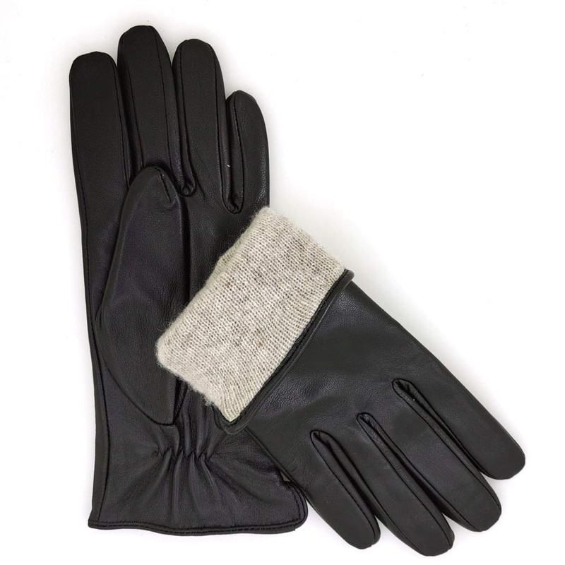 ZLUXURQ Womens Italian Soft Genuine Lambskin Leather Touchscreen Black Winter