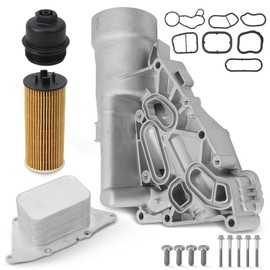 MUNIK 11428585235 Aluminum Oil Cooler Filter Housing Assembly For 14-19 Mini Cooper, for 16-19 Clubman, for 2017-2020 Mini Cooper Countryman, for 16-19 X1, for 18-19 X2 1.5 2.0L Replace# 11428511391
