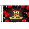 Happy 18th Birthday Red and Black Banner Backdrop Background Balloons
