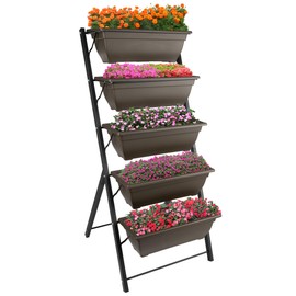 Pure Garden Raised Garden Beds - 5 Tier Vertical Garden Planter - Planters for Outdoor Plants - Gardening and Greenhouse Accessories (Brown)
