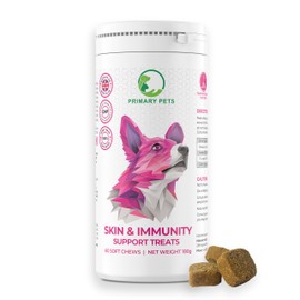 Primary Pets Premium Pet Supplies Skin & Immunity Support Chews for Dogs, Soothe Itchy Skin, Paws, Ears and Eyes, Allergy Sensitivity Support, 60 Soft Chews, Advanced Formula