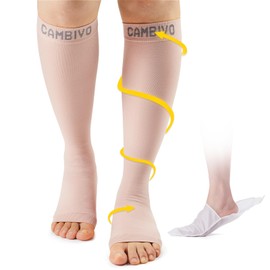 Medical Compression Stockings Women Men Compression Socks Open Toe Thrombosis Stockings Class 2 for Varicose Veins Pregnancy, beige, 3 XL