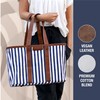 CleverMade Collapsible LUXE Tote - Navy Striped 1 Pack 30L