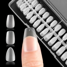 Nail Tips Set, 360 Pieces Short Almond Nail Tips for Gel Nails, Modelones Nail Tips, Ballerina Nail Tips for Nail Extension, Nail Studio, Salon, DIY, 15 Sizes