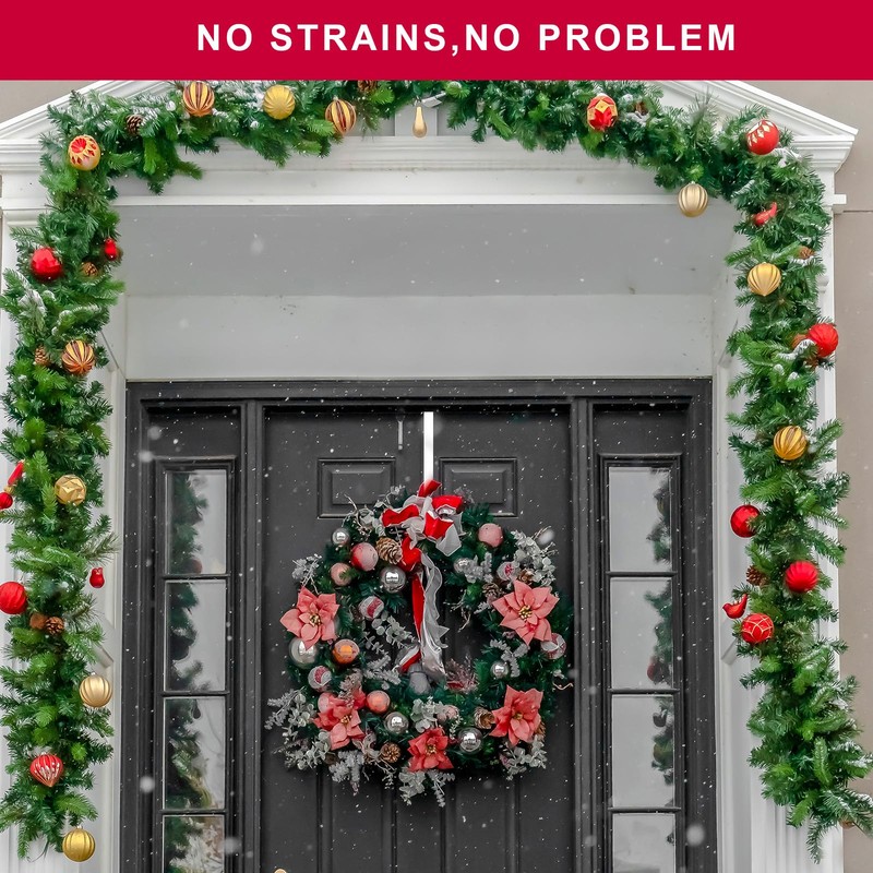 ESFUN Black Wreath Hanger for Front Door, Metal Wreath Hooks