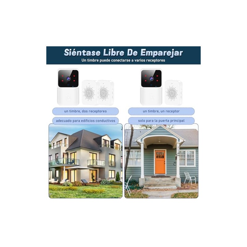 Yakiter Video Timbre Inteligente, Mbre Inalambrico Exterior con Camara,Timbre Inteligente