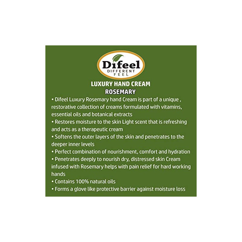 Difeel Crema de Manos con Romero 100% Aceites Naturales Puros