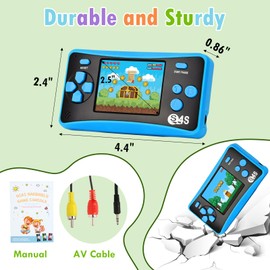 X-JOYKIDS S4S Handheld Game for Kids Ages 4-8, Portable 142 Classic Mini Games 2.5'' LCD Screen Arcade Gaming System Birthday Xmas Present for Children-Blue