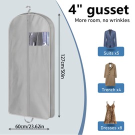 JAONLD Garment Bag, 60 x 127 x 10 cm, Suit Bag, Clothes Cover, Garment Bags, Mothproof with Clear Window, Garment Bags with Zip for Storage, Clothes Cover for Dresses, Shirts (Black)