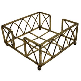Boston International Arch Design Cocktail Napkin Holder Caddy, 5.25 x 5.25-Inches, Gold Leaf