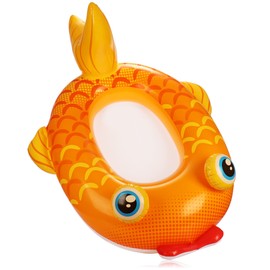 COM-FOUR® Swimming Figure in Goldfish Design - Rubber Boat Inflatable for Children - Air Mattress for Swimming Fun - Bath Figure for Beach and Pool (Orange Goldfish)