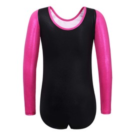 ZNYUNE Gymnastics Leotards for Girls Long Sleeve/Sleeveless Colorful Sparkle Athletic Ballet Dance Leotard for Kids 3-12 Years 197 Black 6A
