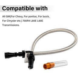 Flexible Transmission Dipstick Tube Fit for Chevy GM 4L80E 700R4 4L60E, with Firewall Mount Stainless Steel Braided Housing