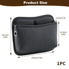 RTDHO PU Leather Car Side Pocket Organizer for Car Seat Gap Storage with Universal Fit Large Capacity Pouch Holder for Phone Keys Cards Coins and Other Essentials Interior Accessories Black