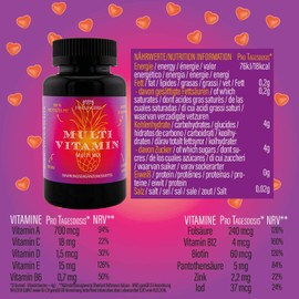 Hallingers Multi Vitamin - Vitaminherzen 60 vegane Gummies Vitamin A C D E B6 B12 Folsäure Biotin Panthotensäure Zink Iod (Dose) - Ostergeschenke Osterkörbchen Ostereier & als Osterdeko | Geburtstag G