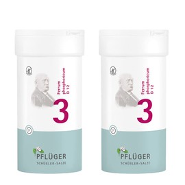 PFLÜGER Schüßler Salts No. 3 Ferrum phosphoricum D12 - 800 Tablets (2 x 400 Tablets) - The Salt of the Immune System, Energy and Defence - Gluten Free