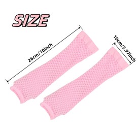 Elegance-go Long Fishnet Gloves, Mesh Gloves, Long Fingerless Mesh Gloves for Women, Fingerless Mesh Gloves for 80s Costume Evening Party Accessories, pink