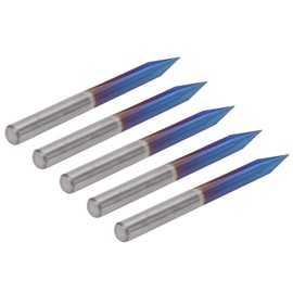 CNC Router Bit for Engraving, 4mm Shank Straight Groove V Bits, 0.3mm Tip 25 Degree, 2 Flutes Tungsten Steel Coated Cutting Bit for MDF Wood Aluminum Acrylic