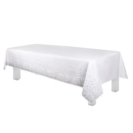 Grandipity Grey Dot on White 6 Pack Premium Disposable Plastic Tablecloth 54 Inch. x 108 Inch. Decorative Rectangle Table Cover
