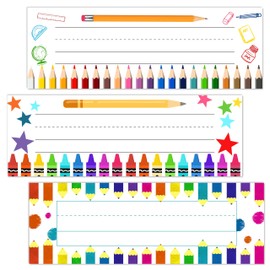 Name Tags for Students Desks, Colorful Pencils Theme Name Plates, Name Labels for School Desks, Back to School Classroom Decor, 30 Pack
