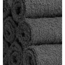 Rasmi Pack of 12 Cotton Washcloth Set - 100% Egyptian Cotton Flannel Face Cloth 30x30 cm - Hotel Spa Bathroom Maker Remover Towel Set (Charcoal)