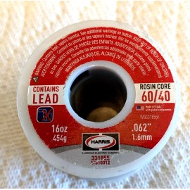 Harris 331855 Rosin Core Solder,Dia 0.062 In,1Lb