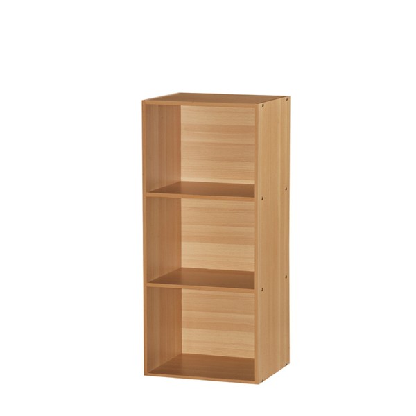 Hodedah Import 3 Shelf Bookcase, Beech