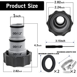 Pool Adapter A, Pool Hose Adapter, for Pool, Hose Adapter for Pump, Pack of 2 Pool Adapter, Connection for Diameter 32 and 38 mm Pool Hose