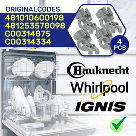 Pack of 4 Lower Dishwasher Basket Bearings 481010600198 481253578098 C00314875 C00314334 for Whirlpool for Ignis for Bauknecht Dishwasher Basket Replacement Parts MONTERAL
