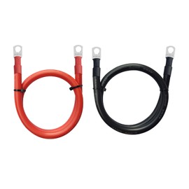 Marine Grade Battery Cables 4 Gauge 4 AWG Battery Cable 3/8" Lug Battery Boxes Marine Cables For Solar, Rv, Car, Boat, Automotive, Marine, 2FT Black And Red 3/8” Lugs (2PCS）