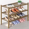 Smiry Bamboo Shoe Rack for Closet, 3 Tier Wooden Stackable