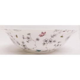Rainbow Decors Secret Garden Large Bowl 9.5" 24 cm Fine Bone China Salad Pasta Mixing Serving Floral Butterflies Bees