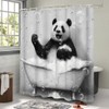 KREATIVE ARTS Black and White Panda Shower Curtain Funny Animal