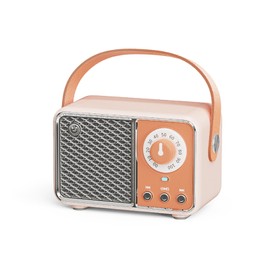 Retro Bluetooth Speaker, Small Cute Vintage Speaker Old Fashion Style Speaker Portable Radio Wireless Decor Speaker Supports TF Card/AUX for Home Office Kitchen Bedroom Desk Outdoor Travel (Orange)