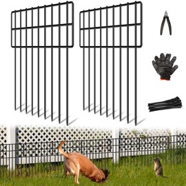 25 Panels Garden Fencing Animal Barrier, 17in (H) X 27ft (L) Dog Dig Fence Barrier, 1.25in Gap Rustproof Metal Stakes Decorative Garden Fence, Ground Defense Border Fence for Outdoor, Yard, Patio