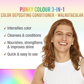 Punky Walnutacular 3 en 1 Champú Depositante de Color con manteca de karité y vitamina B Pro que ayuda a nutrir y fortalecer el cabello, 8.5 onzas