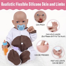 Vollence 10 inch Full Body Silicone Baby Dolls That Look Real, Not Vinyl Dolls, Soft Realistic Newborn Lifelike Silicone Baby Dolls Gifts for Kids Birthday Gifts - Girl