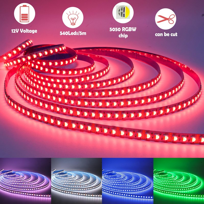 Tesfish 12 V LED Strip Light, 4 in 1, RGBW