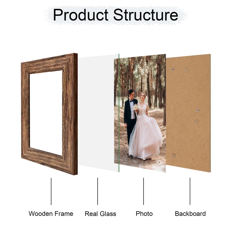 iRahmen 5x7 Picture Frame Set of 4, High Definition Glass