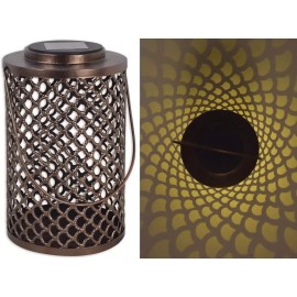 Deco Glow Lattice Solar Lantern Bronze
